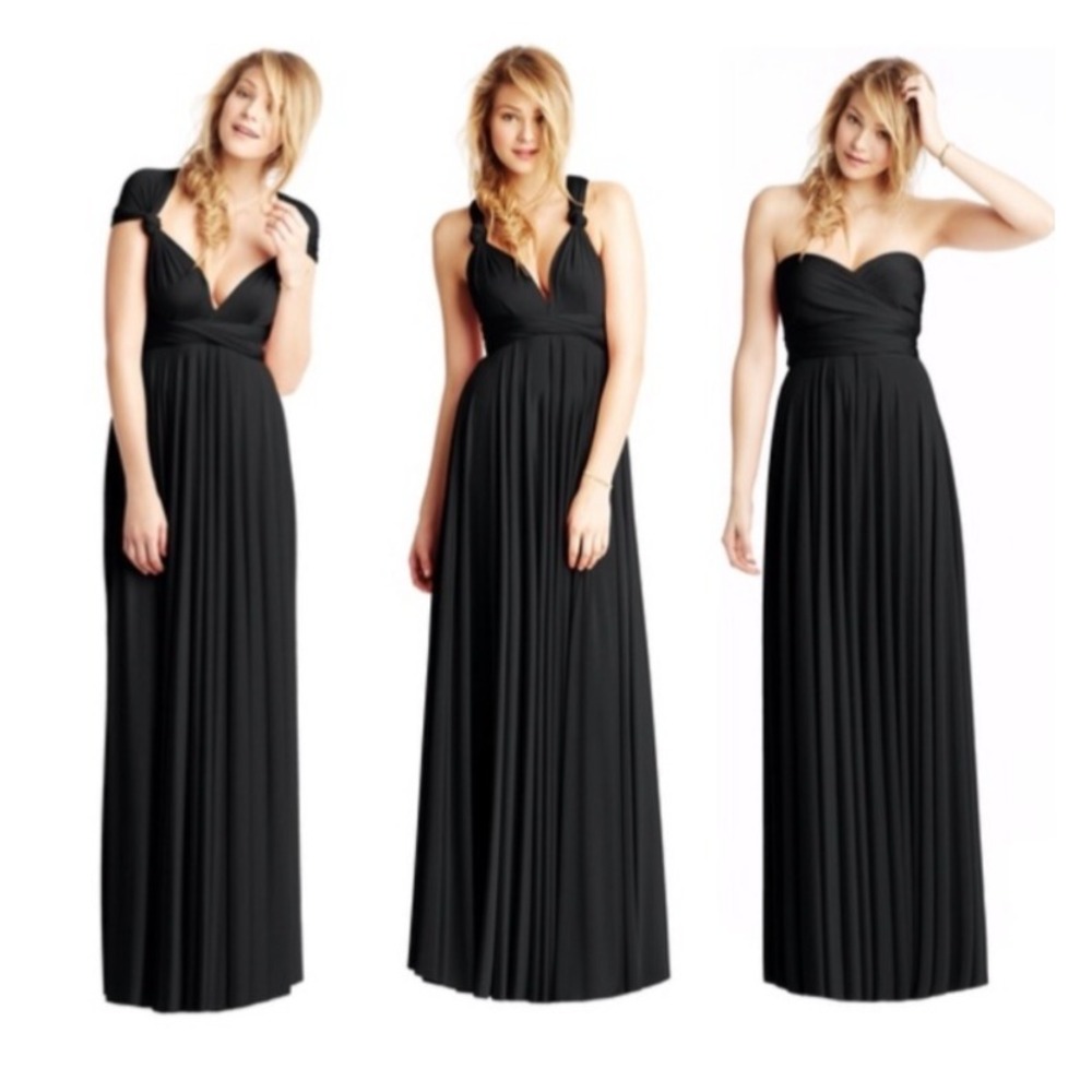 TwoBirds‎ Black Infinity Convertible Maxi Gown Dress One Size Made in USA